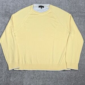 Banana Republic Sweater Mens XL Yellow Crew Neck Cashmere Silk Blend Lightweight
